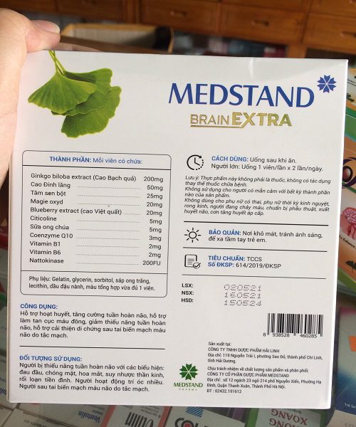 Viên uống bổ não Medstand Brain Extra - Hỗ trợ hoạt huyết, tăng cường tuần hoàn não - 2 Viên uống bổ não Medstand Brain Extra - Hỗ trợ hoạt huyết, tăng cường tuần hoàn não - 2