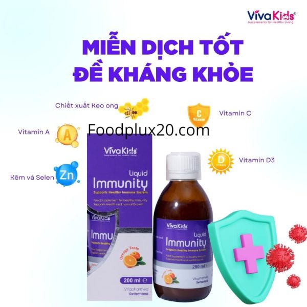 Siro Tăng Sức Đề Kháng Cho Bé Siro Vivakids Immunity Liquid 200ml - Bổ Sung Dưỡng Chất Vitamin Cần Thiết Cho Trẻ Siro Tăng Sức Đề Kháng Cho Bé Vivakids Immunity Liquid 200ml - Bổ Sung Dưỡng Chất Vitamin Cần Thiết Cho Trẻ - 3